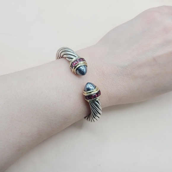 David Yurman 10mm Renaissance Hematite Rhodolite Garnet with Gold - Picture 7 of 9